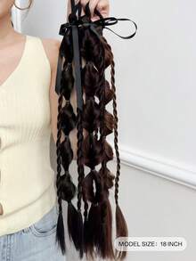 18 Inch Handmade 1 Piece Hair Braid, Heat-Resistant Synthetic Hair Braid, Suitable For Women - Multicolor - View 3