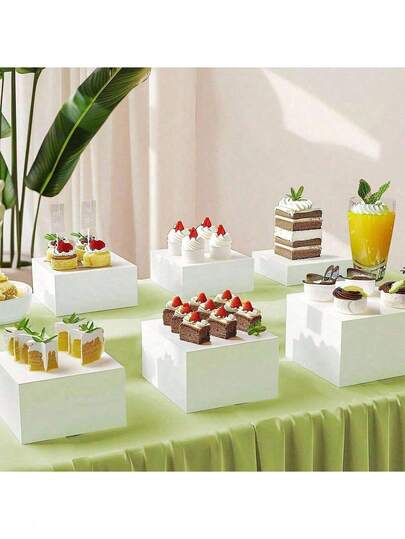 Présentoir de buffet en acrylique blanc, organisateur de cosmétiques, pour la présentation de mariage et de fête.