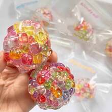 2PCS-Colorful Crunchy Bead Stress Relief Toy – Squeeze Squishy Sensory Fidget Ball Squishy Toys - 彩色 - 查看 1