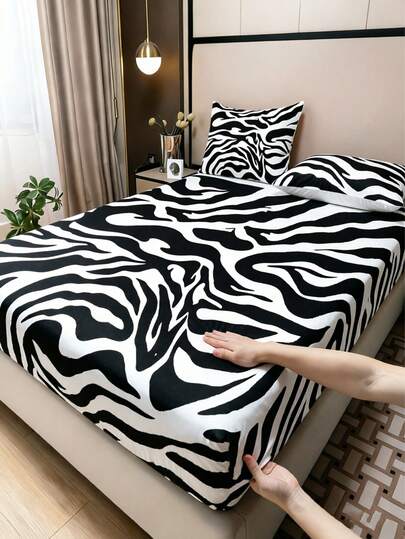 1 Ga trải giường họa tiết ngựa vằn đen trắng, kiểu dáng hiện đại, mềm mại, thân thiện với da, chống trơn trượt, phù hợp với giường đơn/đôi/cỡ Queen/King, có thể giặt máy, lý tưởng cho trang trí phòng ngủ.