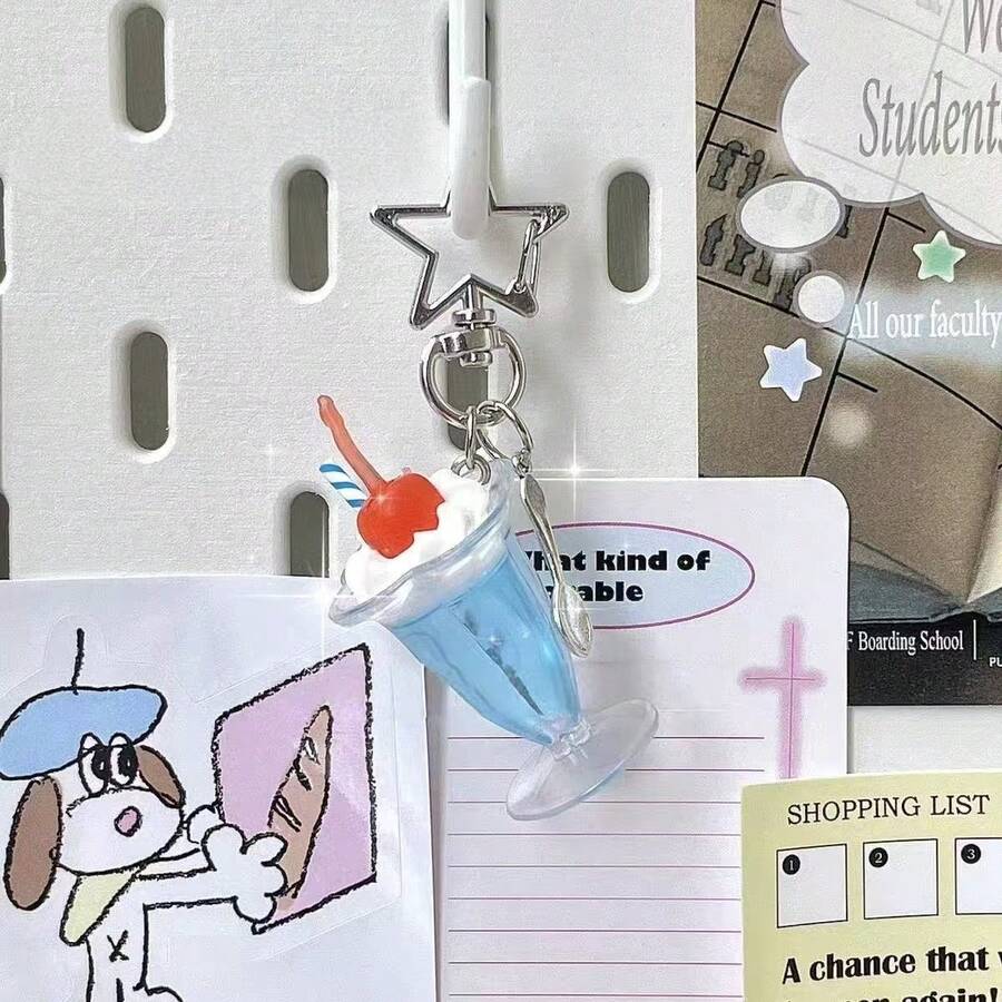 Mint Soda Keychain Cute INS Creative Pendant Summer Dessert Girl Heart Niche Korean Style Phone Charm - Multicolor - View 1