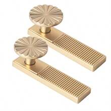 2 Sets Vintage Style Cabinet Drawer Handles, Italian French Minimalist Luxury Furniture Wardrobe Door Knobs, With Striped Decorative Backplate, Cabinet Hardware Accessories - Single-hole Handle With Gasket - View 12