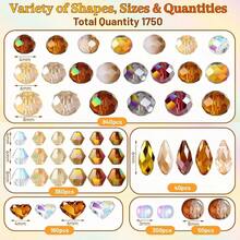 1750 Pcs Crystal Glass Beads For Jewelry Making - High Shine, Faceted Cut Design Crystal Beads, DIY Bracelet Necklace Earring Craft Kit With Organizer Box, Champagne - Rượu sâm banh - Xem 2