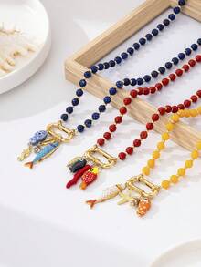 1 pieza Collar con colgante de criatura marina inspirada en la dopamina, joyería occidental elegante y de moda, adecuado para uso diario y vacaciones en la playa de las mujeres - collar - Ver 2