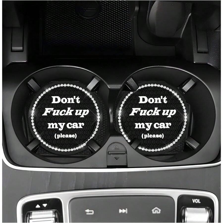 4PCS Bling Car Cup Coaster, 2.75 Inch Anti-Slip Auto Drink Shockproof Vehicle Cup Holder Insert Coaster Women Girls, Interior Car Accessories (Black) - Đen - Xem 1