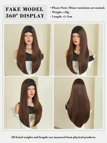 7JHH WIGS Glueless Extra Long Straight Brown Headband Wig For Women 30 Inch Layered Half Wigs Synthetic Heat Resistant Fiber Hair Band Wig For Daily Wear, Quick Styling, Beginner Friendly Put On And Go - 棕色 - 查看 6
