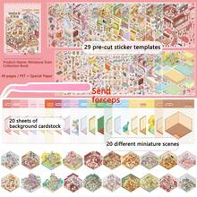 20 Sets/Book Sticker Scenes, House Sticker Set Combination Book, Cute Style Landscape Stickers, Miniature Scene Stickers, Christmas, Halloween, Thanksgiving Party Gifts, Handmade Mini House - one-size - View 4