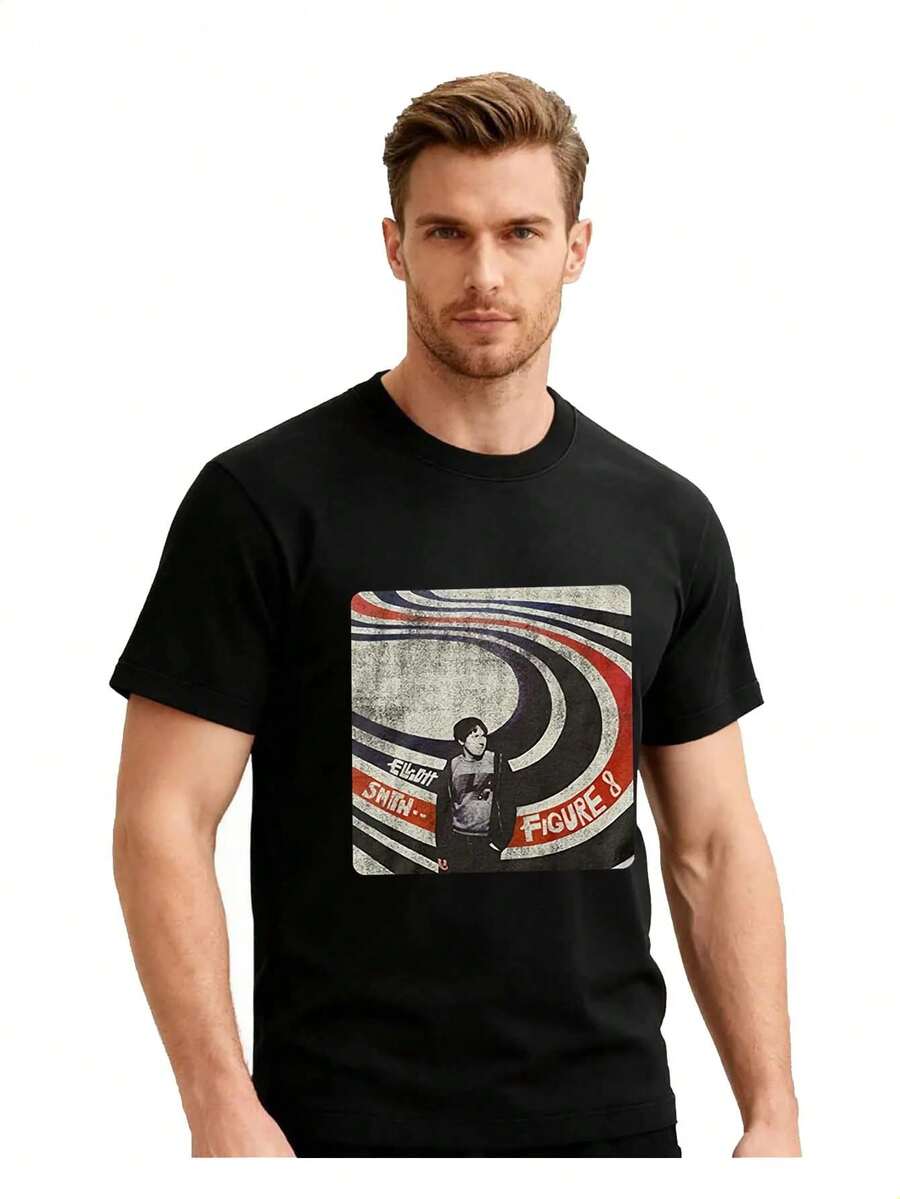 Elliot Vintage Fitted Knit T-Shirt With Figure 8 Design - Black - View 1