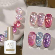 MISS MIANEL 10ml/Bottle Deer Horn-Like Nail Polish, Summer Manicure Pink Nails Glitter Powder, Brightening Shiny Asymmetrical Sequins Gel Nail Polish, 6 Colors Nail Art, Blue, Red, Purple, Cute Nails, UV Gel Nail Care Products - Multicolor - View 2