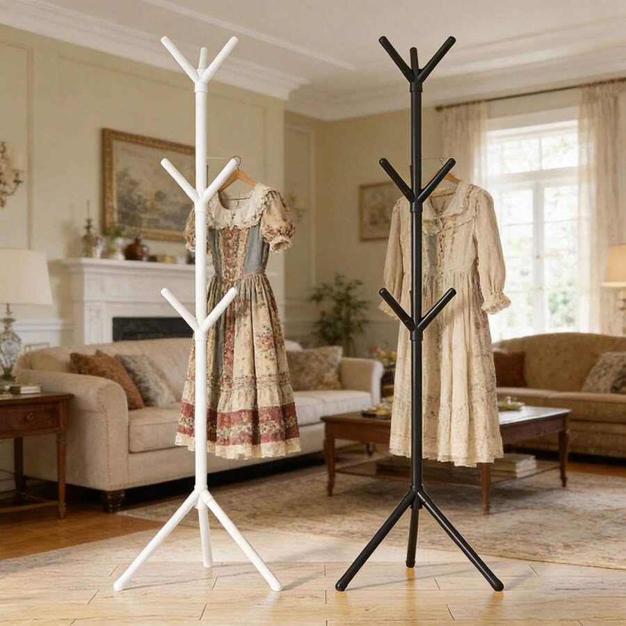 The Tree-Shaped Coat Rack Has 9 Hooks That Can Be Used To Hang Coats, Hats, Handbags, And Scarves, Saving Space In The Entryway, Office, Or Bedroom. It Is Suitable For Jackets And Coats And Is An Ideal Choice For Bedrooms, Living Rooms, And Other Spaces. - Black - View 1