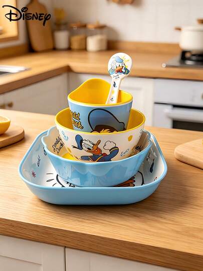 Bộ đồ ăn in hình hoạt hình, chống vỡ và chịu nhiệt, hai màu, chất liệu melamine, bao gồm bát ngũ cốc, bát súp, bát tròn, đĩa hoa, đĩa vuông, bát và cốc dùng nhiều lần, an toàn với máy rửa chén, thích hợp làm quà tặng gia đình, sinh nhật, tựu trường, đám cưới, quà tặng ngày lễ.
