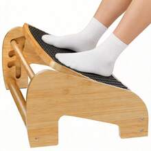 Upgraded Ergonomic Bamboo Under Desk Foot Rest With 3-Position Adjustable Height & 24 °   Tilt Pebble Massage Surface High-Density Posture Support Stool For Office & Home - 1 - View 10