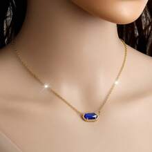 Crystal Gemstone Pendant Necklace For Women Mom Girls 18k Real Golden Plated Birthday Christmas Jewelry Gifts - 綠色 - 查看 4