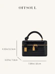 Bolso de caja con textura vintage para mujeres, nueva bolsa de almuerzo de grano de cocodrilo de alta gama para llevar en la mano, bolso versátil de hombro y cruzado para oficinistas - Negro - Ver 6