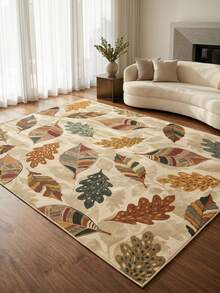 1pc Modern Fashionable Fresh INS Style - Colorful Leaf Cartoon Pattern - Soft Faux Cashmere Area Rug, Suitable For Bathroom, Kitchen, Entrance, Hallway, Bedside, Living Room, Bedroom, Etc., All-Season Machine Washable Large Size Floor Mat, Aesthetic Home Decor - Multicolor - View 2