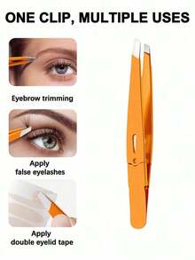 1pc High Precision Eyebrow Tweezers, Hair Removal Pliers, Slanted Eyebrow Clip For Plucking Hairs, Facial Hair Removal Clip, Makeup Beauty Tool, Eyebrow Tweezers Face Hair Remover, Suitable For Eyebrows, Fine Hairs, Mustache, For Home, Salon And Beauty Parlor Use - 黑色 - 查看 3