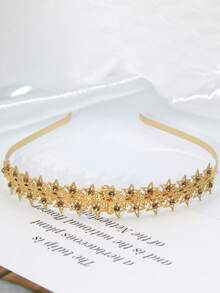 1 chiếc băng đô mỏng đính đá, phụ kiện tóc dễ thương đa năng, băng đô kim loại đính đá hình học thích hợp cho đi làm, dự tiệc và sử dụng hàng ngày. - Vàng - Xem 11