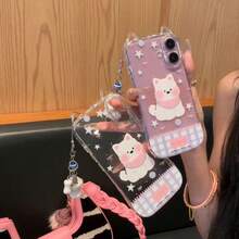 Star, Puppy, Waist Cat Ear Protective Case Compatible With Iphone 16 Pro Max, 14/15 Plus, New 14 Pro, 13/12 Soft Silicone Transparent Phone Case For Women - Multicolored Puppy - View 4