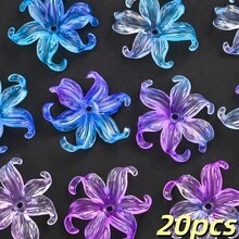 20 Stücke 41x45mm Acryl Iris Blumen Perlen für DIY Schmuck & Basteln, transparente Farbverlauf Kristallfarben, für Armbänder, Haaraccessoires, Heimdekoration - die Blumen - Übersicht 17