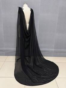 1pc White Chiffon Lace Bridal Shawl, Wedding Dress Accessory Lace Cape Cloak, 200cm - Multicolor - View 8