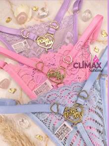 Calcinha Fio rendada coração com palavra T.oda s.u.a roupa íntima - Rosa goiaba - Visão 3