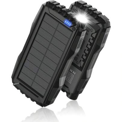 Cargador solar portátil SUNVEZA - Batería externa de 36800mAh, banco de energía solar, paquete de batería externa con carga rápida QC 3.0 de 5V3.1A y linterna súper brillante incorporada (Naranja)