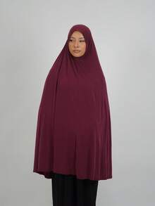 1件女款純色雙環即穿式希賈布，吸濕排汗高彈性極簡純色百搭，全身覆蓋連帽披肩圍巾，日常使用配件 - 彩色 - 查看 5