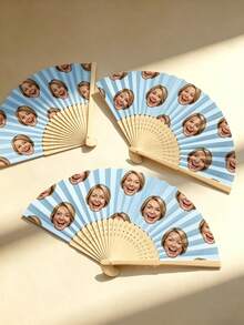 1pc Customized Photo And Name Logo Wedding Fan Classic DIY Fan Ornamental High-Quality Custom Personalized Stylish Exquisite Wedding Favors - Multicolor - View 4