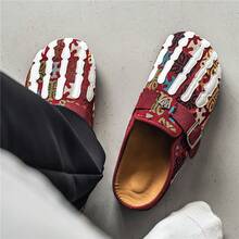 红色男士凉鞋，新款夏季厚底拖鞋，休闲户外沙滩拖鞋，防滑耐穿舒适一脚蹬凉鞋，适合大码身材，棕色 - 彩色 - 查看 2