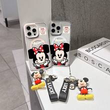 This Disney Mickey Mouse Pattern Lanyard Phone Case Features A Strong Magnetic Closure And Full Coverage Of Acrylic And TPU Material. It's Shockproof, Lightweight, And Suitable For IPhone17/16/11/13/15/15 Plus/15 Pro/15 Pro Max/12/14 Pro Max/11 Pro Max/12 Pro/12 Pro Max/13. It's A Popular Birthday Gift, Business Gift, Durable, Stain-Resistant, And Fingerprint-Resistant New Phone Case For Men And Women. It Also Includes A Mickey Mouse Phone Case And Mickey Mouse Doll Bracelet. Compatible With SamsungGalaxy S20, S21, S22, S23, And S24 Series. It's The Perfect Gift For Friends And Family. This Stylish Phone Case Is Fun, Lightweight, And Durable. IPhone17 Pro Max Phone Case, Minnie Phone Case. - 粉色 - 查看 8