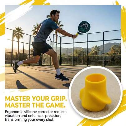 1 cái dụng cụ chỉnh tư thế vợt, dụng cụ cách ly tay cầm vợt tennis/pickleball bằng silicon, thiết bị điều chỉnh tư thế cầm vợt để cải thiện kỹ năng chơi tennis, tay cầm giảm sốc, dùng cho tennis, dễ dàng lắp đặt.