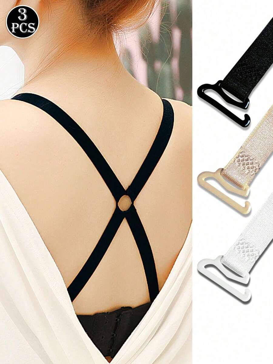 Bộ 3 chiếc dây áo ngực mùa hè kiểu dây chéo vai, dây áo ngực hai dây chống trượt mỏng nhẹ. - Nhiều màu - Xem 1