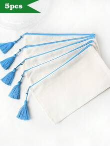 5/10 chiếc Túi đựng mỹ phẩm bằng vải canvas có khóa kéo và tua rua, Túi trang điểm du lịch, Hộp đựng đồ dùng vệ sinh cá nhân, Hộp bút chì, Thích hợp cho kỳ nghỉ, bãi biển, phòng tắm, phòng ngủ, Dung tích lớn - Màu be - Xem 16