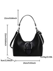 法式休闲风大容量单肩包，时尚斜挎手提包，女士优雅手提包 - 黑色 - 查看 2