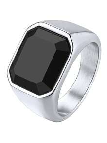 2 Stamp-Style Hip-Hop Punk Stainless Steel Men's Rings, Available In Multiple Colors, Men's Jewelry Accessories, Suitable For Wearing To Daily Parties - Multicolor - View 9