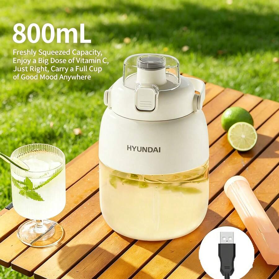 HYUNDAI 2026 New Portable Juicer, 800ml Large Capacity, Stainless Steel Blade For Fine Ice Crushing, One-Button Start To Prevent Overflow, Suitable For Smoothies And Protein Powder Blending. - 800ML - View 1