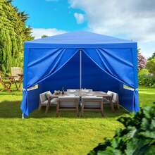 10x10 Pop Up Canopy With Sidewalls, Outdoor Instant Canopy Tent For Commercial Events, Camping, Backyard Parties - Black - 10'x10' - Màu xanh dương - Xem 2