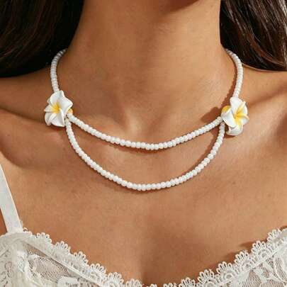 1pc Fashionable, Sexy And Elegant Bohemian Ocean-Inspired Beaded Necklace, Suitable For Women's Daily Casual, Outings, Parties, Music Festivals, Beach Vacations. Great Mother's Day Gift