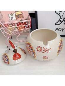 Hũ đựng gia vị hình gà bằng gốm sứ tối giản dễ thương có nắp và thìa, được vẽ men dưới lớp men, chống ẩm / Hộp đựng gia vị hình gà trống bằng gốm sứ sáng tạo, chống ẩm, dung tích lớn - Nhiều màu - Xem 4
