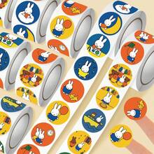 MIFFY 1套/500张可爱米菲兔贴纸卷 - 可爱圆形兔子贴纸，适用于日记、剪贴簿、礼品包装、信封封口、派对礼物 - 彩色 - 查看 1