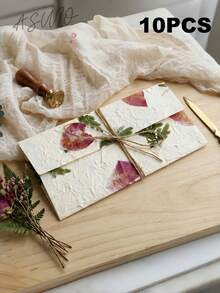 10张手工植物图案婚礼邀请函，创意婚礼邀请卡，收纳信封和精美礼品包装信封 - 植物請柬 - 查看 10