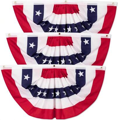 4th Of July Decorations, 1.5 X 3 FT American, 1 PCS USA Pleated Fan Flags, Patriotic Bunting US Half Fan Fourth Of July Independence Day Memorial Day Home Yard Outdoor Decor