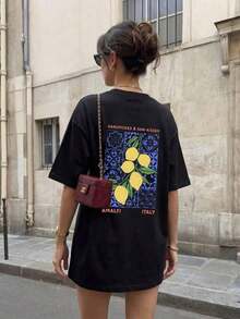 Ny modell 2026 Överdimensionerade toppar för vår/sommar, 100 % bomull, kortärmade dam-t-shirts, glatt och fräscht citronblommönster, enfärgad, rund hals, mjuk och bekväm, vardagskläder, streetwear, Y2K, strand, examen, semester, topp, sommar, vår, t-shirt, gym, sport, festtopp, blus, romersk, vintage, karneval, alla hjärtans dag, Maija, damtoppar, våroutfit, jersey, damvinterkläder, damsommarkläder, roliga t-shirts, semester, strand, fritid, söta toppar, svarta toppar, vita toppar, sommartoppar, dammode för våren, damkläder för påsk, karneval, alla årstider, kontor/vardagsrum/hem/minimalist, damstil i western, outfits, amerikansk retrostil, unisex, ytterkläder, höst, plus size-mode för dam, alla hjärtans dag, karneval, semestertopp, sommarfest, examen, bröllop, musikfestival, högtid, svart topp, sommar-t-shirts - Svart - Visa 5
