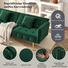 Two-Seater Multifunctional Sofa Bed With Bed Function, Adjustable Backrest And Multi-Position Armrests. Modern Folding Sofa Bed For Living Room - Velour Upholstery. Spacious Sleeping Area. - Green - View 5