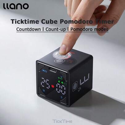 مكعب مؤقت بوموديرو Llano Ticktime، مؤقت إنتاجية، إيقاف مؤقت وإستئناف، صامت، اهتزاز وتنبيه صوتي قابل للتعديل، للأشخاص ذوي اضطراب فرط الحركة وتشتت الانتباه، المهام، العمل، الدراسة