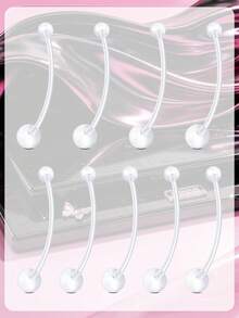 Piercing de Umbigo para Gravidez 14G para Mulheres, Pino de Umbigo Transparente de Bioplástico Ajustável, 10mm-38mm - Transparente - Visão 8
