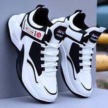 Giày thể thao ngoài trời dành cho nam, giày thể thao mùa hè mới, giày đôi unisex, giày sneaker đế dày, giày bóng rổ thoáng khí. - Đen và trắng - Xem 12