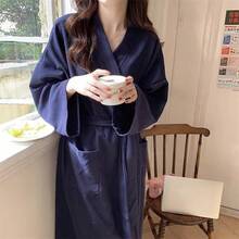 Áo ngủ kiểu kimono tối giản họa tiết waffle mới năm 2025 dành cho nữ, thích hợp cho mùa Xuân/Thu/Hè. - Nhiều màu - Xem 8