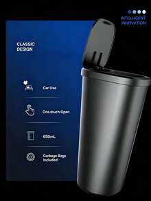 1pc Portable Mini Car Trash Can, Waterproof Lid Design, Compact Multi-Purpose Garbage Bin, Suitable For Car Cup Holders And Desktops - Vehicle-mounted Trash Cans - View 3