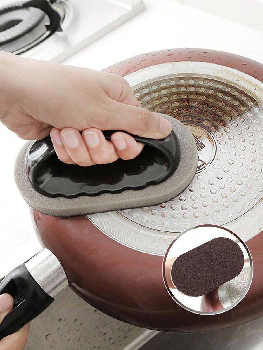 1 chiếc bàn chải bọt biển vệ sinh thần kỳ có tay cầm, khả năng khử trùng và loại bỏ rỉ sét mạnh mẽ, dụng cụ vệ sinh đa năng cho nhà bếp, phòng tắm và nhà cửa.